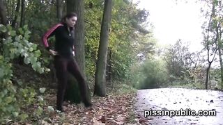 Desperate girls must pee in public park but get caught