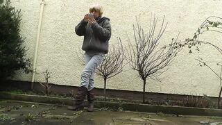 HD desperately waiting with full bladder, jeans wetting