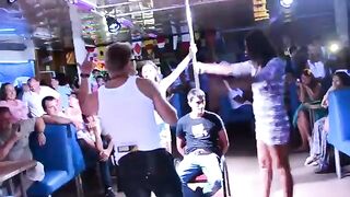 Girls feel guys cock in nightclub game