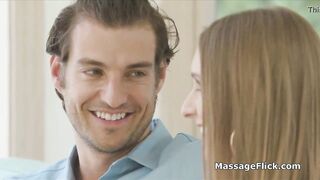 Perky teen masseuse joins hot couple for threesome