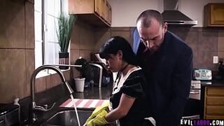 Busty Latina maid Aryana Amatist needed some money so she submits to her sadistic boss Stirling Cooper in all his sexual desires.