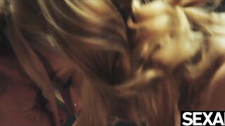 Stunning blonde rides a big cock to an intense squirting orgasm