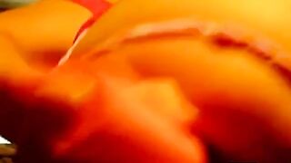 Wet puffy pussy masturbation on close-up