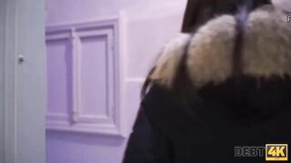 DEBT4k. Beauty isnt able to hide from collector and has to satisfy him
