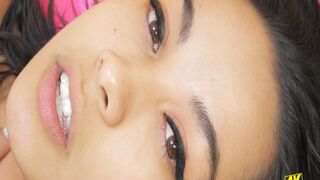 Gorgeous brunette excited by hot touches in 4K Closeup