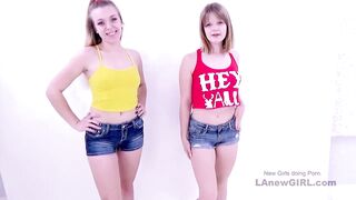 Lesbian Teeny Teens fuck with Strap on for multiple orgasm