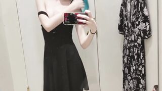 horny emo teen with blue hairs undressing at bedroom