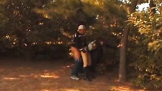 Kinky Outdoor Asian bondage action