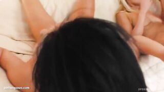 Sperm Swap presents threesome with Mel and Bella with messy cum swapping