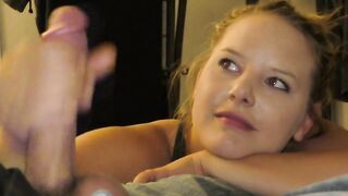 Drooling on Cock for Cum Shower