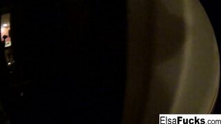 Elsa Jean shows off her hotel room and her pussy