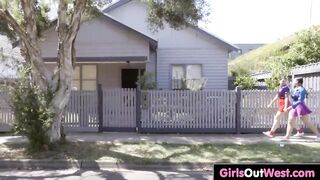 Hairy pussy and ass licked in the bathroom