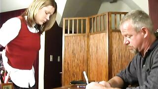 Claire in the video Claire's Office Strapping part 2