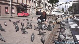 Petite amateur rides cock at casting