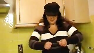 brunette lady has massive boobs for days!!!!!