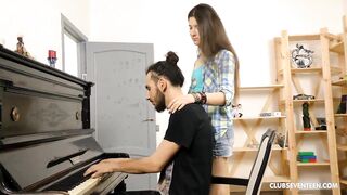 Horny teen fucks her piano teacher