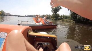 HUNT4K. Gorgeous chick gets naked and does it with boy next to hubby