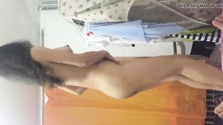 Chinese girlfriend dancing in the dormitory