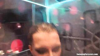 Wet girls dancing erotically in a club