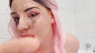 Stupid whore roughly dildo herself