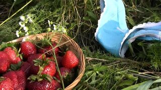 sweet girl with strawberrys