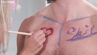 Playful Bodypainter Shalina Devine Talks Boyfriend Into Messy Anal Pounding GP2609