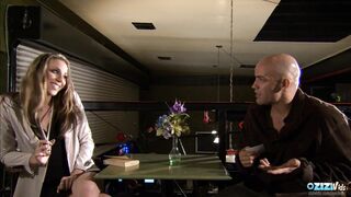 A blonde waitress with big boobs gets a pussy cumshot after anal with the cook