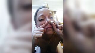 Piggy whore smoking