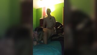 Wife humiliates cuckold while riding dick