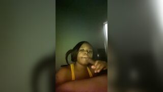 Submissive slut on her knees begging for Cum