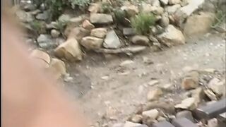 Black-haired stud fucks a teen blonde's tight ass at camp