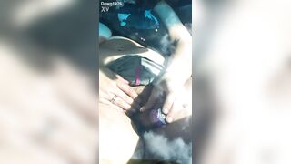 Wife fucking herself in the car