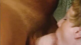 Redhead German girl, gives good sensual blowjob.