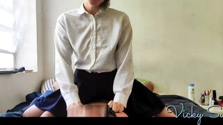 18yr old cousin fucks me before school in uniform reaching shaking orgasm