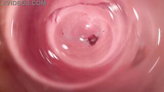 Internal camera inside tight creamy Vagina, Dick's POV