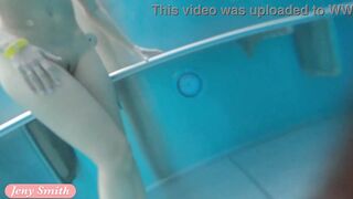 Jeny Smith bottomless in Spa. Naked underwater, nude swimming