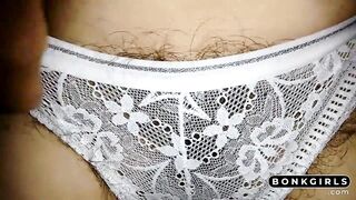 my girl very hairy in transparent white lingerie
