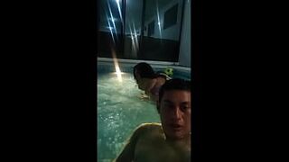 I invite my friend to swim, I end up sucking my dick