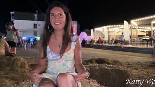 Shameless girl 18 y.o. took off her panties in public