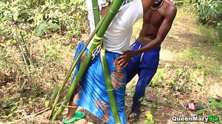 Hot ebony babe got tied up in a bomboo and fucked hard