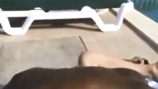 Hotwife gets poolside BBC creampie