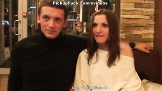 Girl undresses and sucks cocks in the cafe