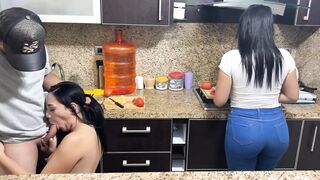 Stepmoms Cooking in Bikini with Open Asshole Because They Have to Feed their Kinky Stepson