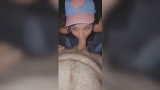 Whore choking on dick and taking a little facial