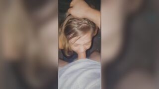 Whore choking on dick and taking a little facial