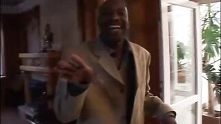 Interracial blowjob for three sluts