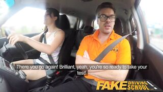 Fake Driving School Messy creampie climax for sexy cheat
