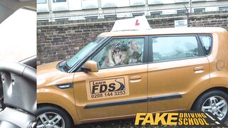 Fake Driving School ebony learner with big tits