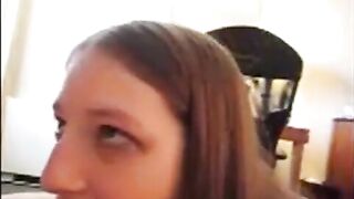 Cute teen sucking dick