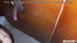 Glory hole turns into a gang bang